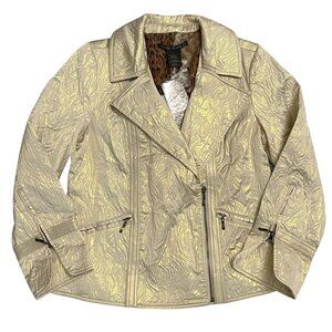 Mark Zunino Women’s Size L Large Gold Champagne Moto Motorcycle Zip Jacket   SHO